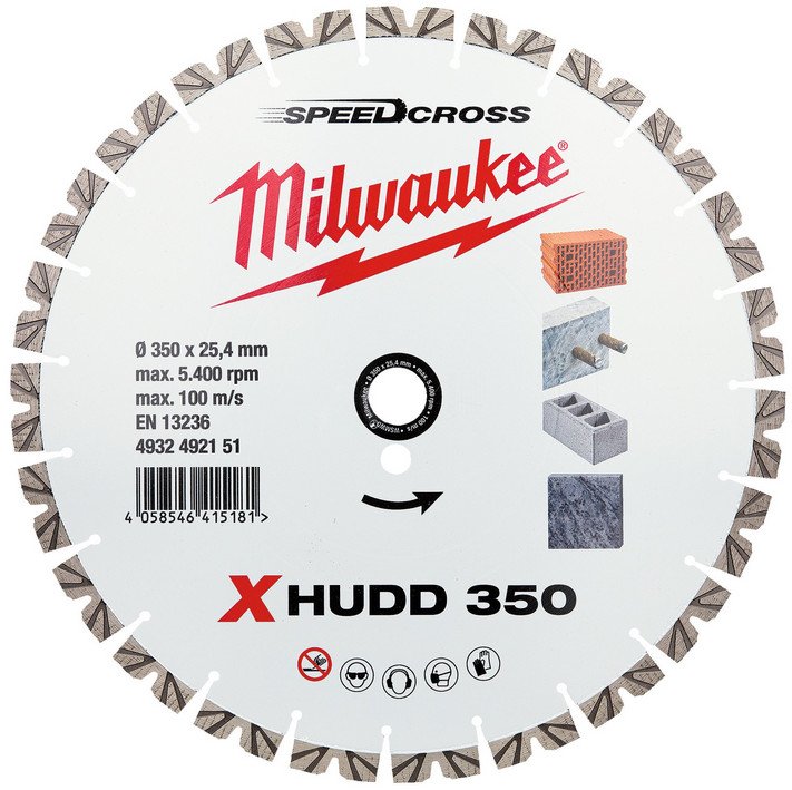 Отрезной диск алмазный Milwaukee Speedcross X-HUDD 350мм 4932492151