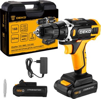 Дрель-шуруповерт Deko Sharker 16V 083-1108 (с 2-мя АКБ, кейс)