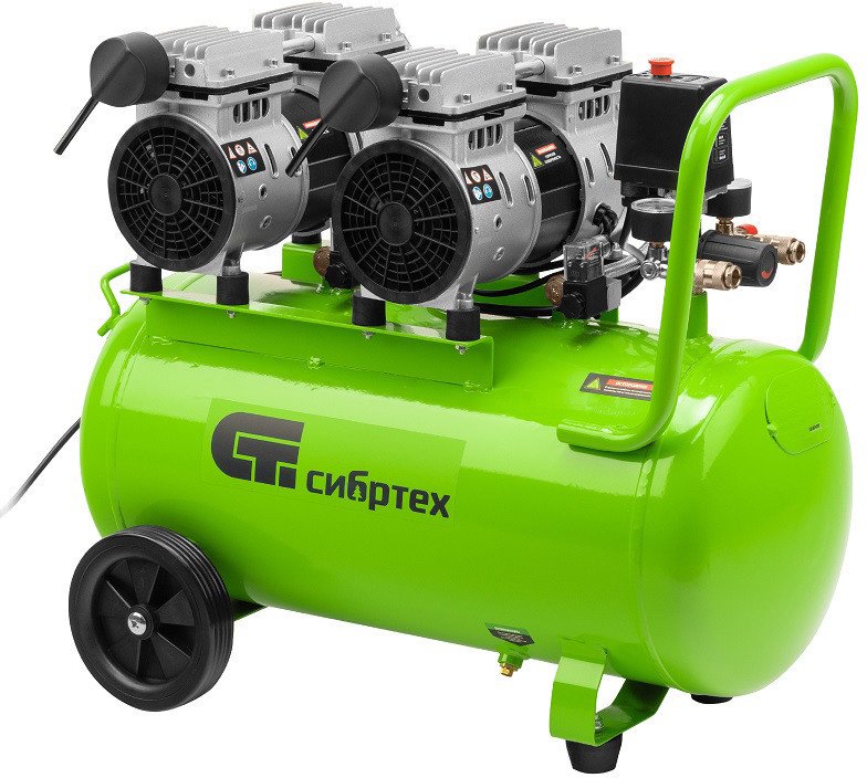 Компрессор безмаслянный малошумный Сибртех МБ 2000/50, 2000 Вт, 50л, 300 л/мин