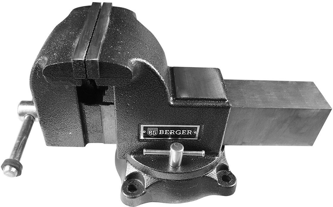 Тиски Berger Чугун. поворотные с трубным зажимом и наковальней 100мм BG1336