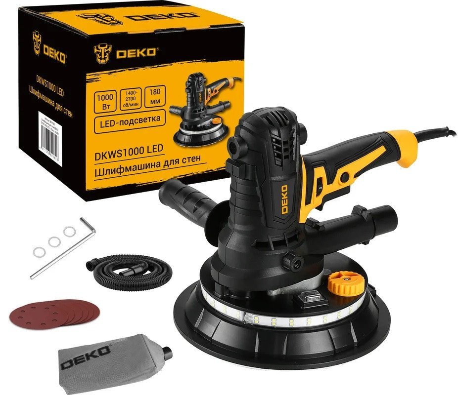 Шлифмашина для стен и потолков Deko DKWS1000 LED 085-1060