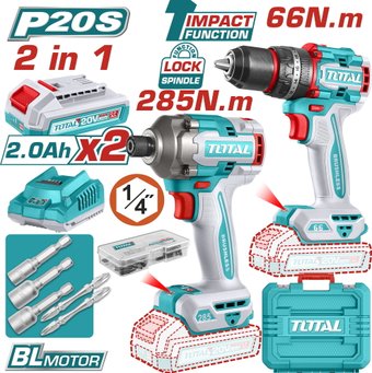 Total TCKLI20277 (шуруповерт, винтоверт, 2 АКБ, кейс)