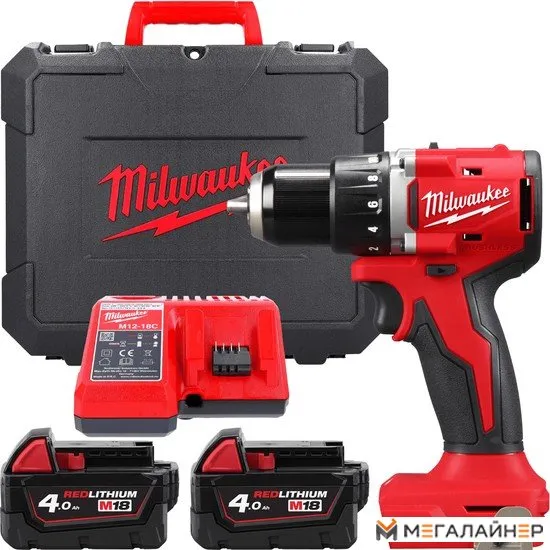 Дрель-шуруповерт Milwaukee M18 M18BLDDRC-402C 4933492834 (с 2-мя АКБ 4 Ач, кейс) купить в Минске с доставкой