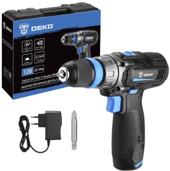 Дрель-шуруповерт Deko ZKCD12V PRO 084-1013 (с 2-мя АКБ, кейс)