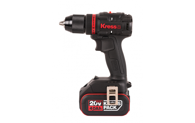 Аккумуляторный шуруповерт бесщеточный Kress KUA71, 20В, 60Нм, 4Ач х 2, ЗУ 6А, кейс