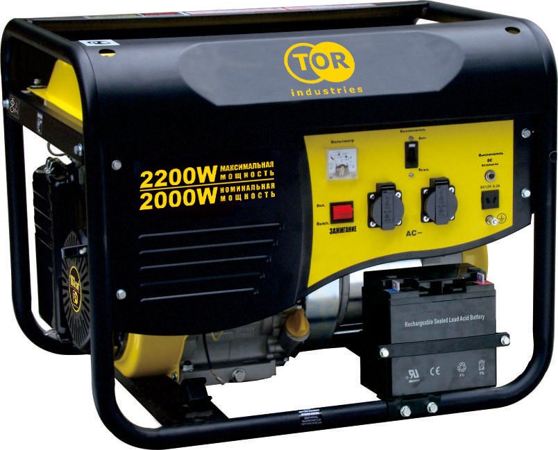 Генератор бензиновый TOR TR2500E 2,0кВт 220В 15л с кнопкой запуска