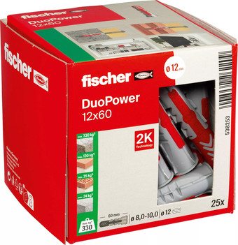Дюбель универсальный Fischer DuoPower 12 x 60 538253 (25 шт)