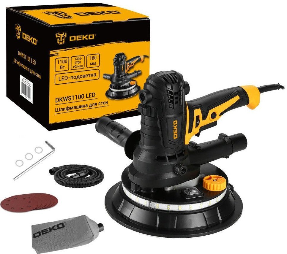 Шлифмашина для стен и потолков Deko DKWS1100 LED 084-1090