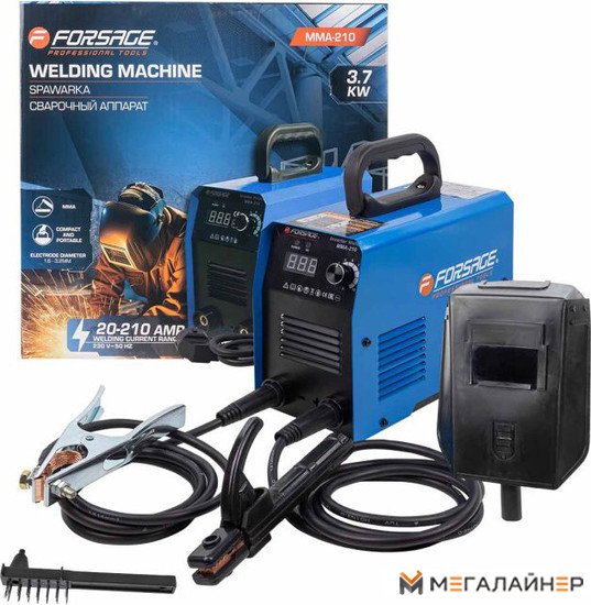 Сварочный аппарат 3.7кВт, 230В, Ø электрода 1.6-3.2 мм, сварочный ток 20-210А Forsage F-MMA-210