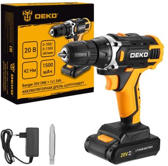 Дрель-шуруповерт Deko Banger 20V ONE + 083-1042 (с 1-им АКБ)