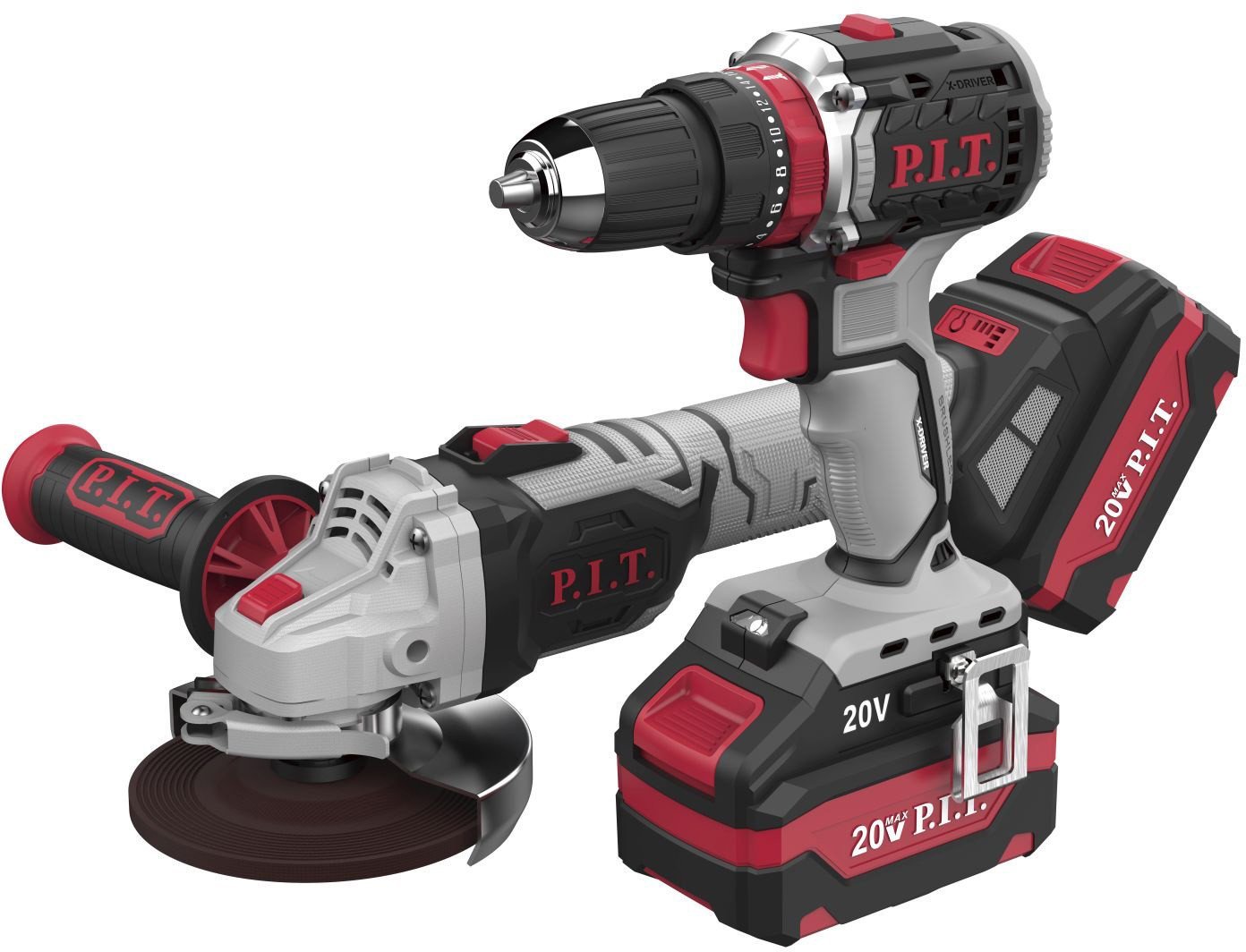 P.I.T. P0001-02 (шуруповерт, болгарка, 2 АКБ, кейс)