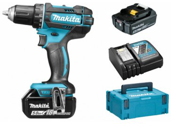 Дрель-шуруповерт Makita DDF482RTJ (с 2-мя АКБ, кейс)