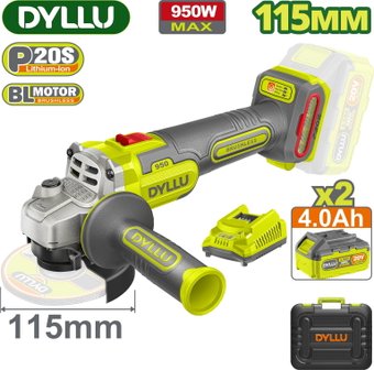 Угловая шлифмашина Dyllu DTLAP5322 (с 2-мя АКБ, кейс)