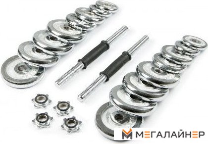 Набор гантелей с соединительным грифом Atlas Sport хромированных в чемодане 20 кг (2x10 кг)