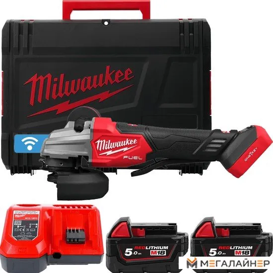 Угловая шлифмашина Milwaukee M18 Fuel One-Key M18FSAGSVO125X-502X 4933493553 (с 2-мя АКБ 5 Ач, кейс) купить в Минске с доставкой
