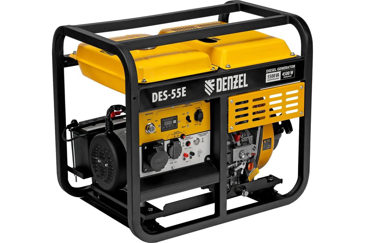 Генератор дизельный DENZEL DES-55E, 5,5 кВт, 230 В, 11 л, электростартер