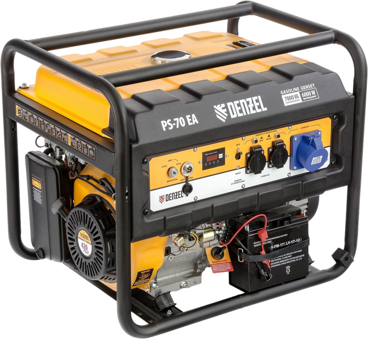 Генератор бензиновый DENZEL PS 70 EA, 7.0 кВт, 230 В, 25 л, электростартер
