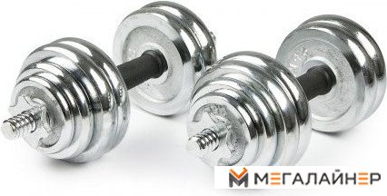 Набор гантелей с соединительным грифом Atlas Sport хромированных в чемодане 20 кг (2x10 кг)