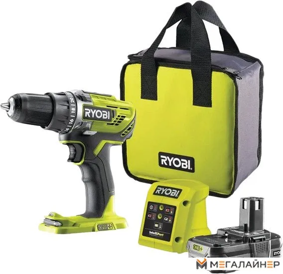 Дрель-шуруповерт Ryobi R18DD3-115S 5133005301 (с 1-им АКБ 1.5 Ач, сумка) купить в Минске с доставкой