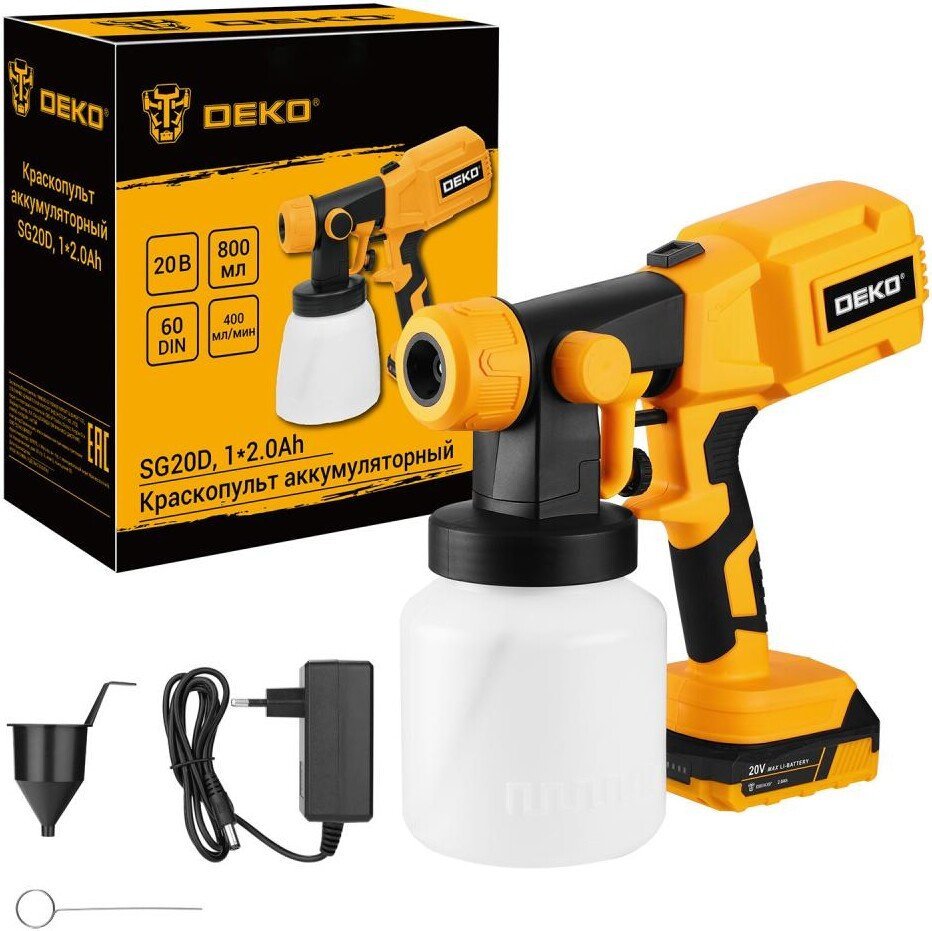 Краскораспылитель Deko SG20D 081-1072 (с 1-им АКБ)