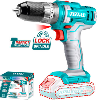 Ударная дрель-шуруповерт Total TIDLI201455 (без АКБ, набор оснастки)
