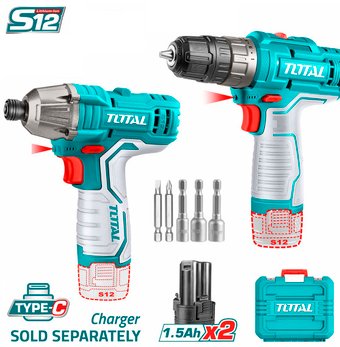 Total TOSLI240586 (шуруповерт, винтоверт, 2 АКБ, кейс)