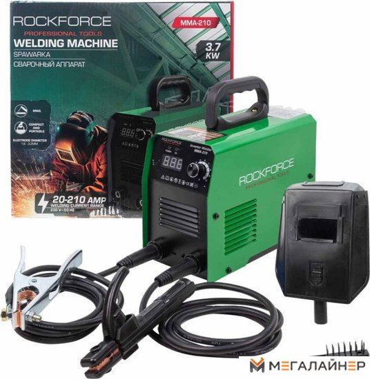 Сварочный аппарат 3.7кВт, 230В, Ø электрода 1.6-3.2 мм, сварочный ток 20-210А RockForce RF-MMA-210