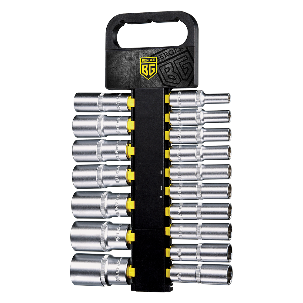 Набор головок торцевых удлиненных 1/2" SuperLock 17 предметов (8-32 мм) BERGER BG2037