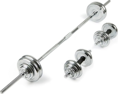 Гантели с грифом для штанги Ametist хромированные 50 кг