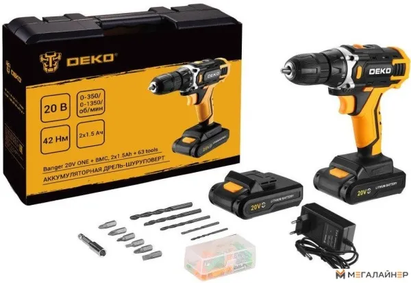 Дрель-шуруповерт Deko Banger 20V ONE + Set 63 083-1043 (с 2-мя АКБ, кейс) купить в Минске с доставкой