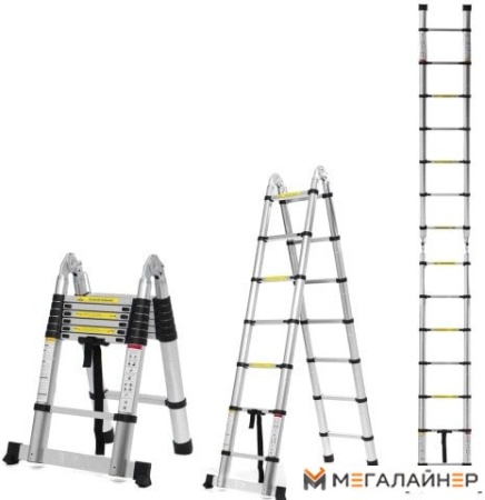 Лестница-трансформер Алюмет DTLH 2.2 (2x7 ступеней) купить в Минске с доставкой