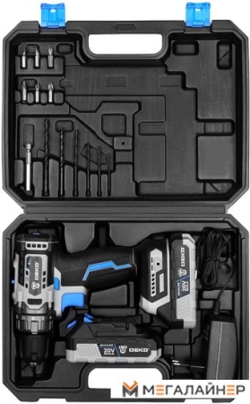 Дрель-шуруповерт Deko Sharker case 063-4036 (с 2-мя АКБ, кейс) купить в Минске с доставкой