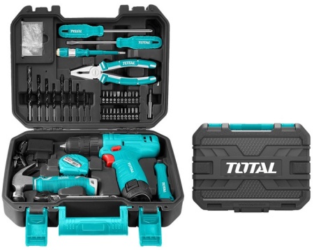 Дрель-шуруповерт Total THKTHP10812 (с 1-м АКБ, кейс, набор оснастки) купить в Минске с доставкой