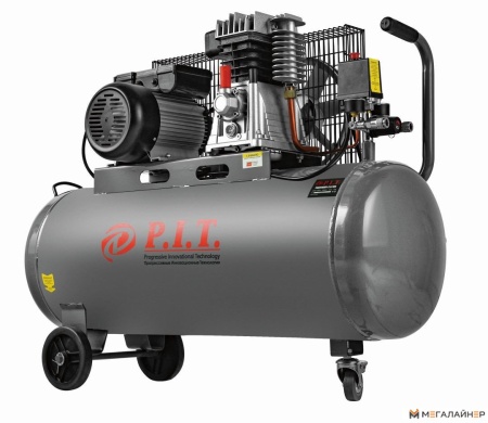 Компрессор, 2,5кВт, 3,4лс, 330 л/мин, 100л, 2 цил, 2 вых, ев,масл. рем PIT PAC016001-2,5/100