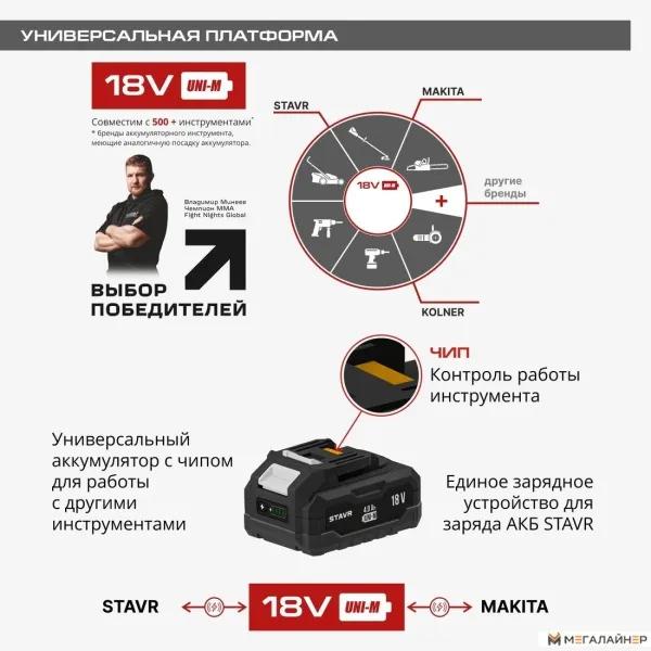 Аккумуляторная пила Ставр SCS 18BL-30 (без АКБ) купить в Минске с доставкой