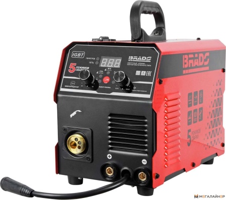 Полуавтомат сварочный BRADO MIG/MMA-220L-19 (220А; МИКРОПРОЦЕССОР; MIG/FLUX/MMA/TIG; еврорукав 3м)