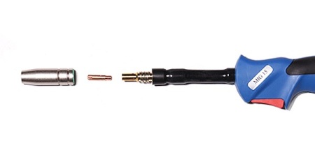 Горелка сварочная для полуавтомата Aurora MIG 25 AC Flex (210A, ПВ 35%, EURO, 3 метра, поворот.гусак)