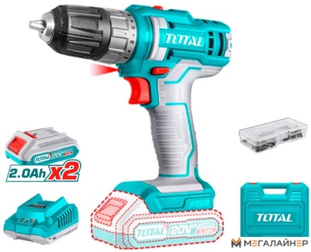 Дрель-шуруповерт Total TDLI200528 (с 2-мя АКБ, кейс, набор оснастки) купить в Минске с доставкой