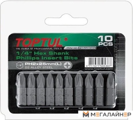 Набор бит Toptul FSBA0800G (10 предметов) купить в Минске с доставкой
