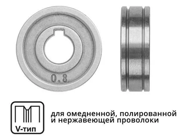 Ролик подающий ф 30/10 мм, шир. 10 мм, проволока ф 0,8-1,0 мм (V-тип) (для твердой проволоки: омедненная, полированная, нержавеющая) (SOLARIS) WA-2472