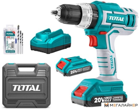 Ударная дрель-шуруповерт Total TIDLI20031 (с 2-мя АКБ, кейс, набор оснастки) купить в Минске с доставкой