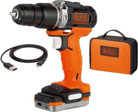 Дрель-шуруповерт Black & Decker BDCHD12S1 (с 1-им АКБ, USB) купить в Минске с доставкой