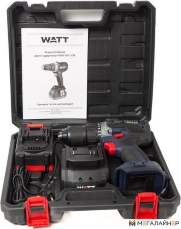 Дрель-шуруповерт WATT WAS-18 Li-2BL 1.018.090.00 (с 1-им АКБ, кейс) купить в Минске с доставкой