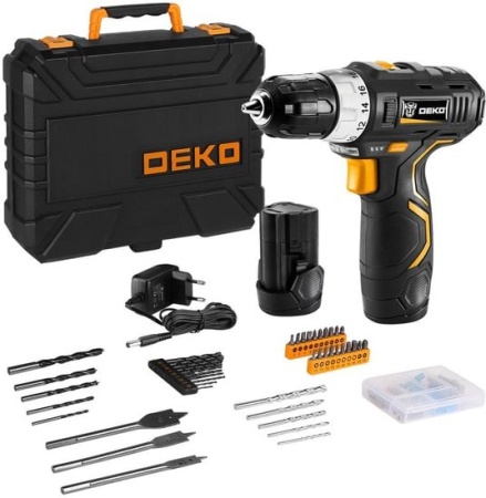 Дрель-шуруповерт Deko GCD12DU3 SET 5 063-4148 (с 2-мя АКБ, кейс, набор оснастки) купить в Минске с доставкой