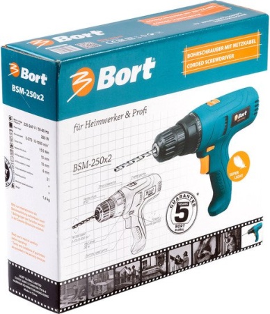 Дрель-шуруповерт Bort BSM-250x2 купить в Минске с доставкой