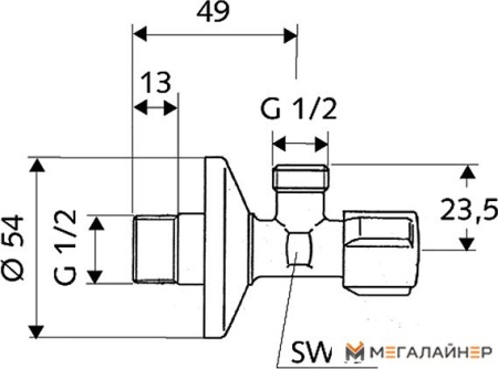 Запорная арматура Schell Вентиль горизонтальный для смесителя 1/2"x1/2" 05 217 06 99 купить в Минске с доставкой