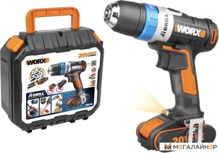 Дрель-шуруповерт Worx WX178 (с 1-им АКБ, кейс) купить в Минске с доставкой