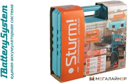 Дрель-шуруповерт Sturm CD1240BLC (с 2-мя АКБ, кейс) купить в Минске с доставкой
