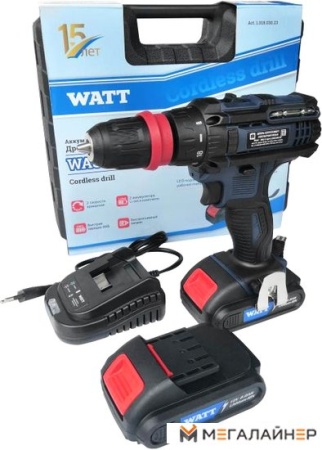 Дрель-шуруповерт WATT WAS-18Li-3 1.018.030.23 (с 2-мя АКБ, кейс) купить в Минске с доставкой
