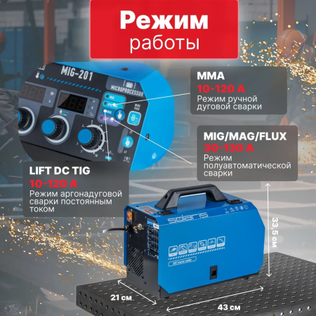 Сварочный полуавтомат Solaris MIG-201